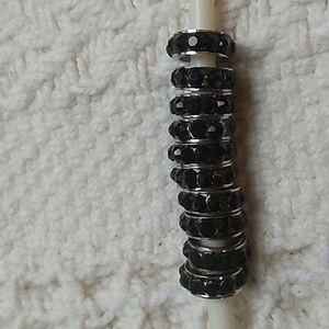 10 Spacer Rhinestones Beads black Vintage for your bracelet
